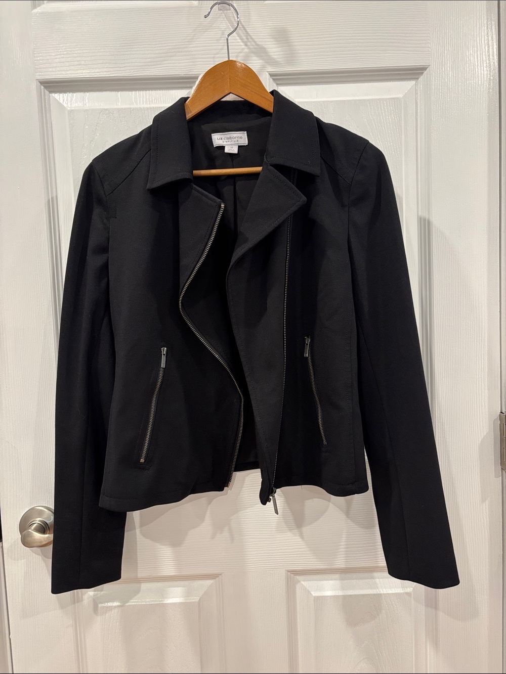 Liz Claiborne Black Moto-Style Zip Jacket